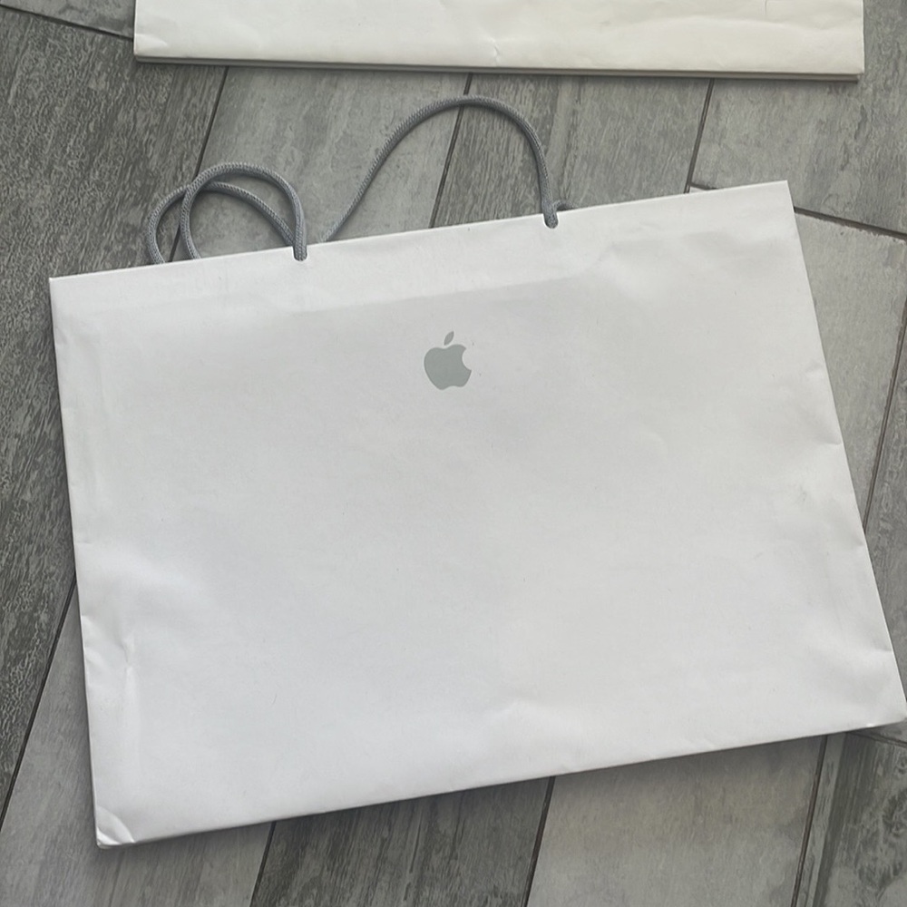 Authentic Apple Official Small Paper Bag White Gray
